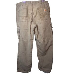 Carhartt Original Dungaree Fit Carpenter Workwear Pants Beige 38X32 Distressed